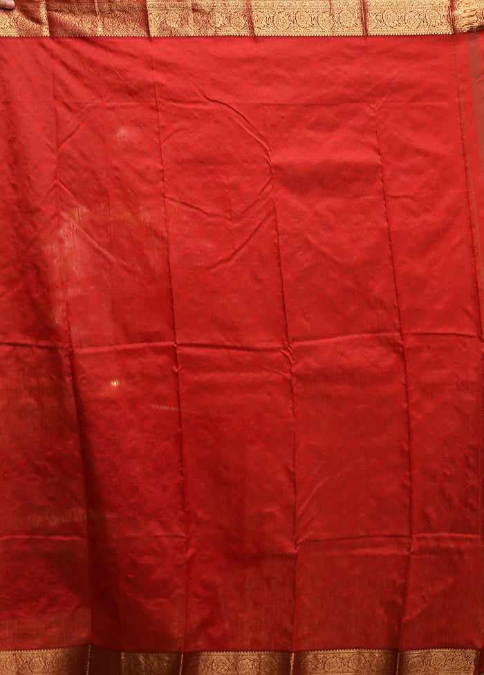 Red Kanjivaram Silk Saree With Blouse Piece