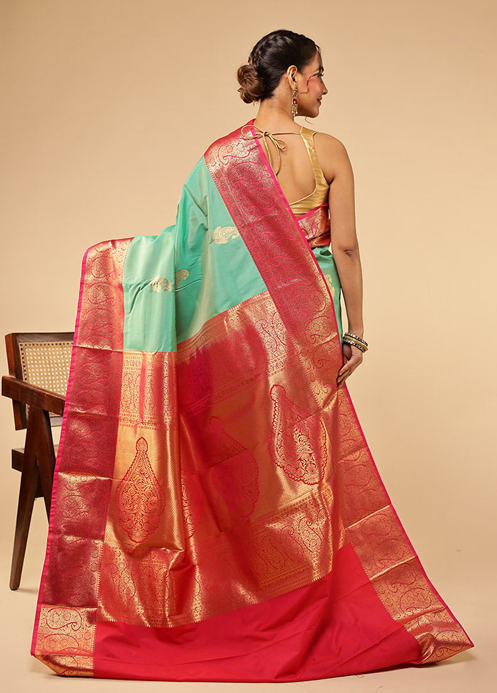Green Kanjivaram Silk Saree With Blouse Piece
