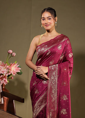 Purple Dupion Silk Saree With Blouse Piece