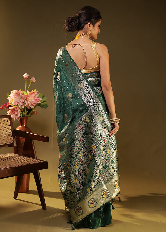 Green Dupion Silk Saree With Blouse Piece