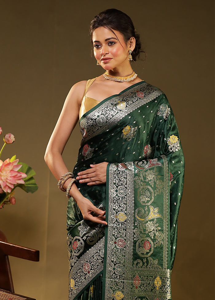 Green Dupion Silk Saree With Blouse Piece
