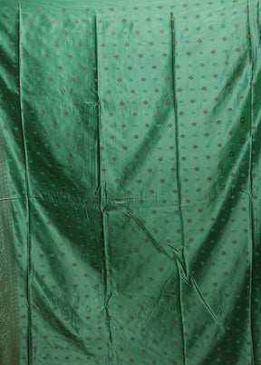 Green Dupion Silk Saree With Blouse Piece
