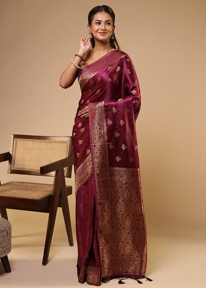 Purple Dupion Silk Saree With Blouse Piece