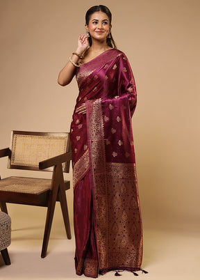 Purple Dupion Silk Saree With Blouse Piece