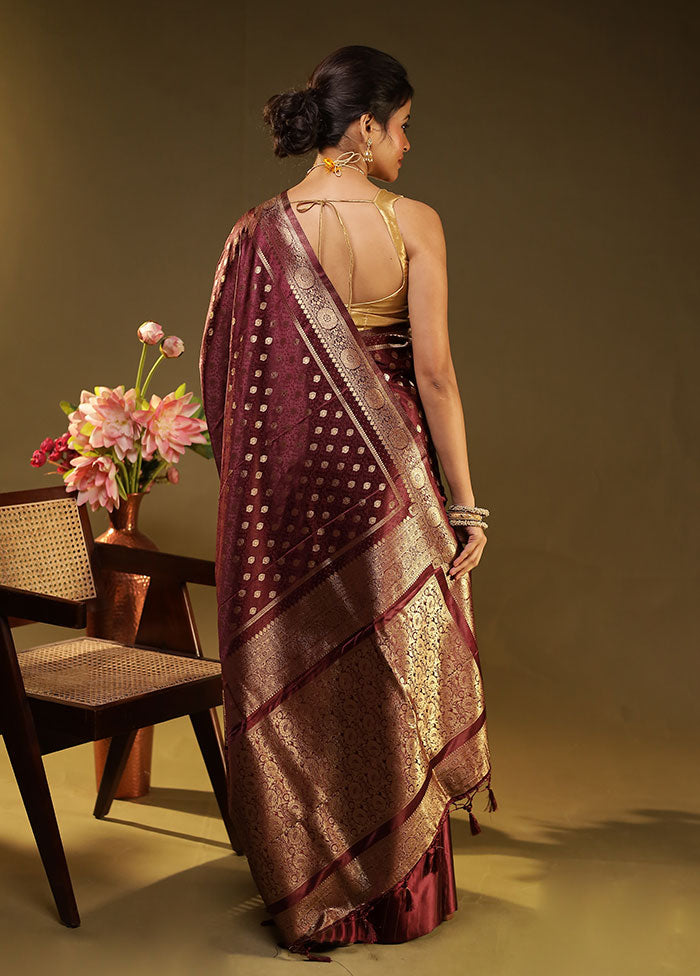 Purple Dupion Silk Saree With Blouse Piece