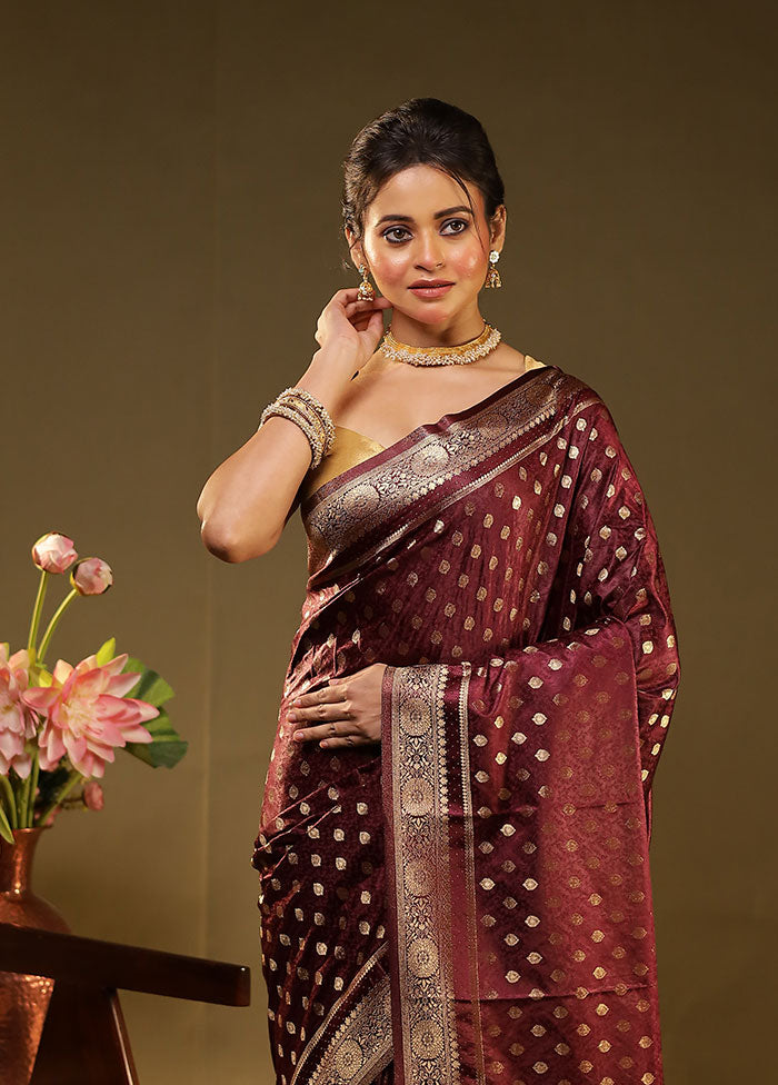 Purple Dupion Silk Saree With Blouse Piece