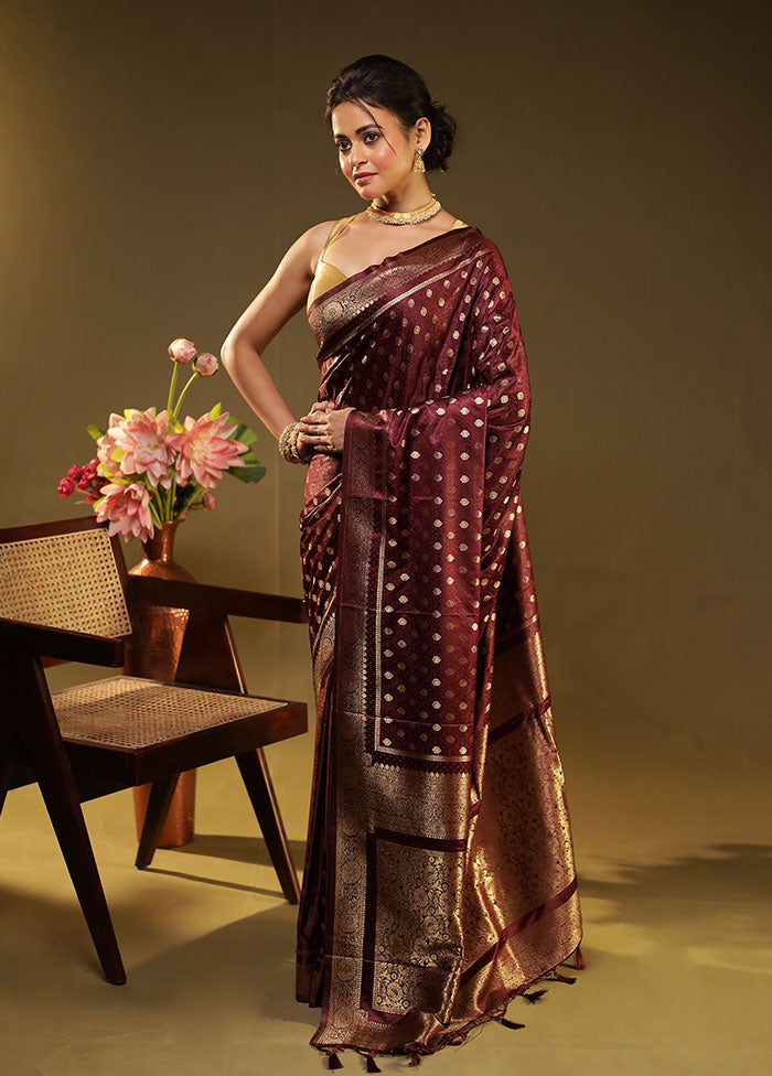 Purple Dupion Silk Saree With Blouse Piece