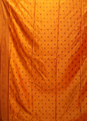 Yellow Dupion Silk Saree With Blouse Piece