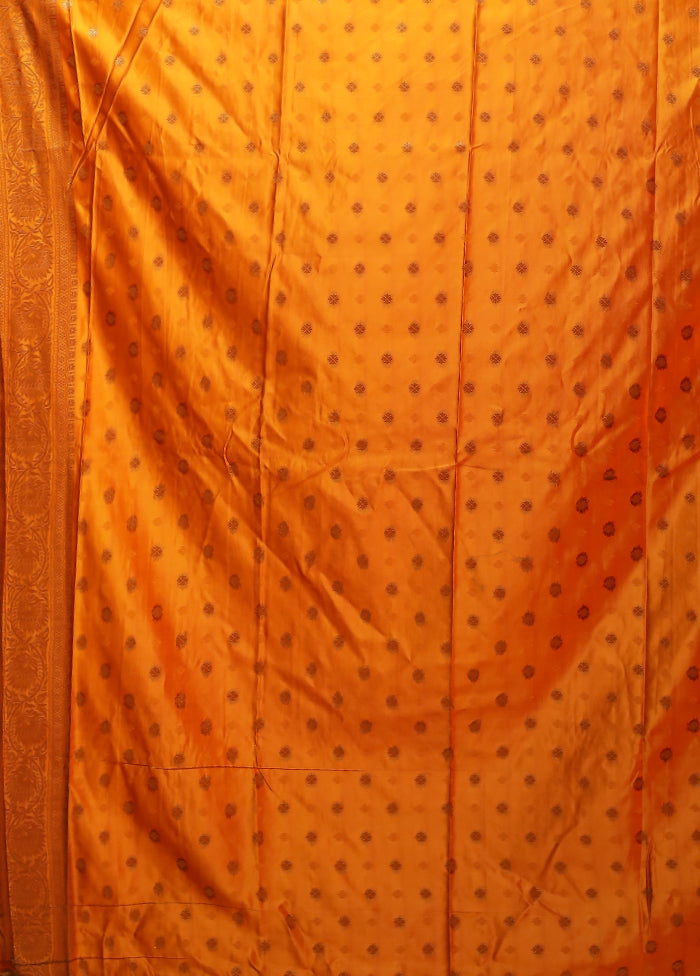 Yellow Dupion Silk Saree With Blouse Piece