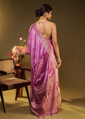 Purple Dupion Silk Saree With Blouse Piece
