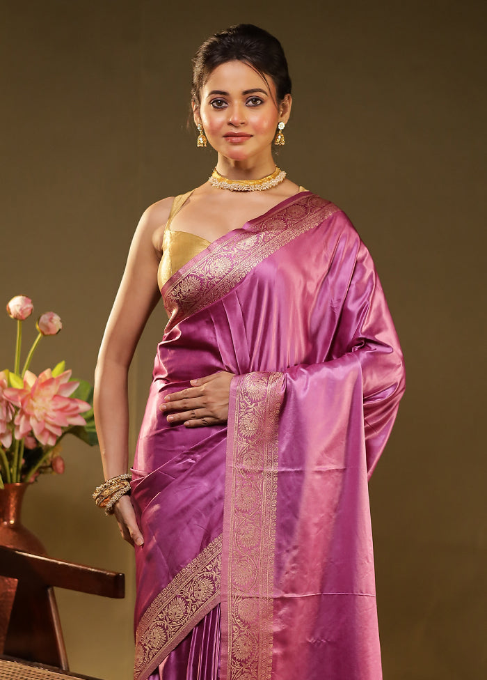 Purple Dupion Silk Saree With Blouse Piece