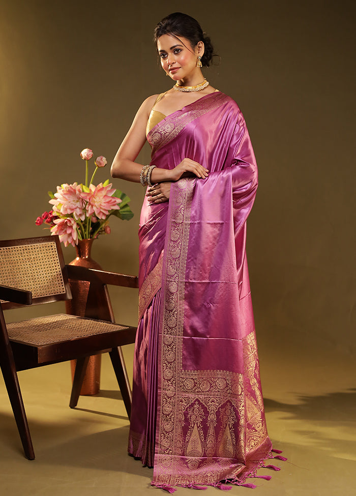 Purple Dupion Silk Saree With Blouse Piece
