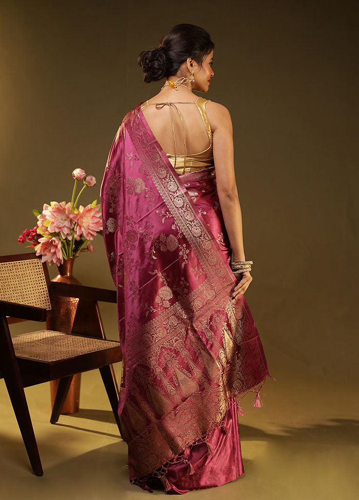 Purple Dupion Silk Saree With Blouse Piece