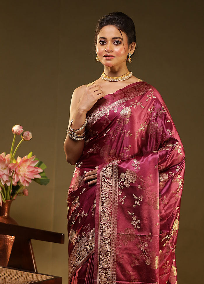 Purple Dupion Silk Saree With Blouse Piece