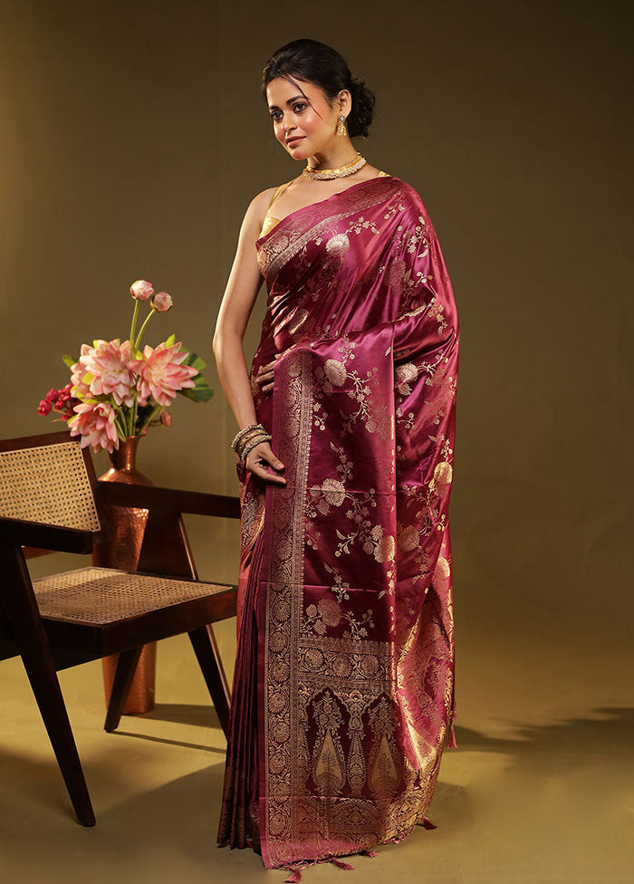Purple Dupion Silk Saree With Blouse Piece