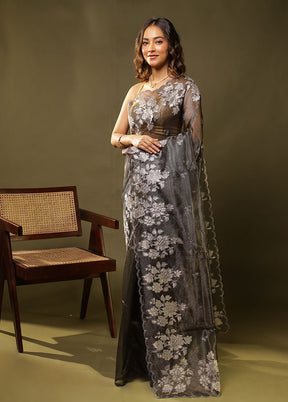 Black Organza Saree With Blouse Piece