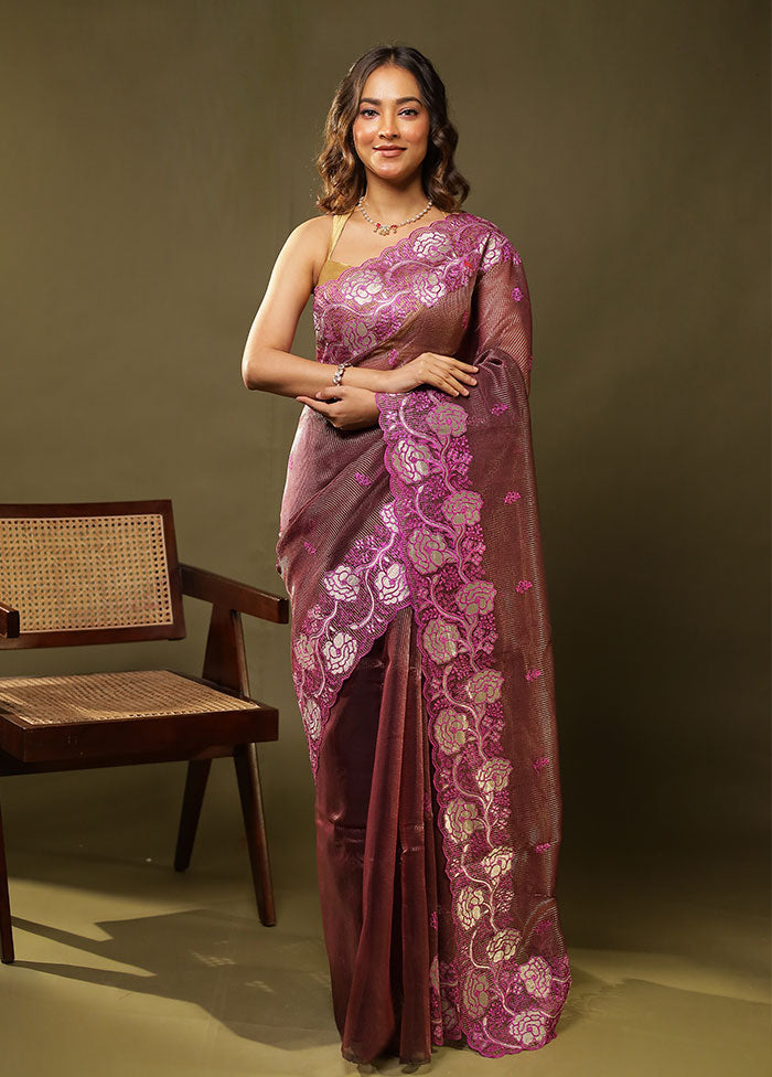 Purple Organza Saree With Blouse Piece