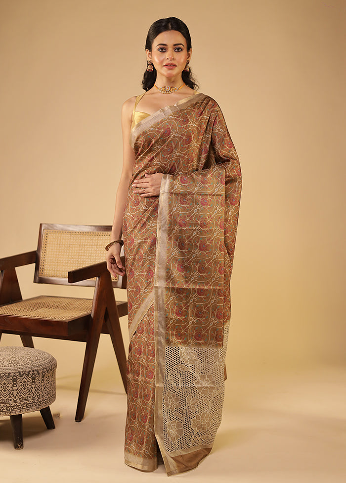 Yellow Tussar Silk Saree With Blouse Piece