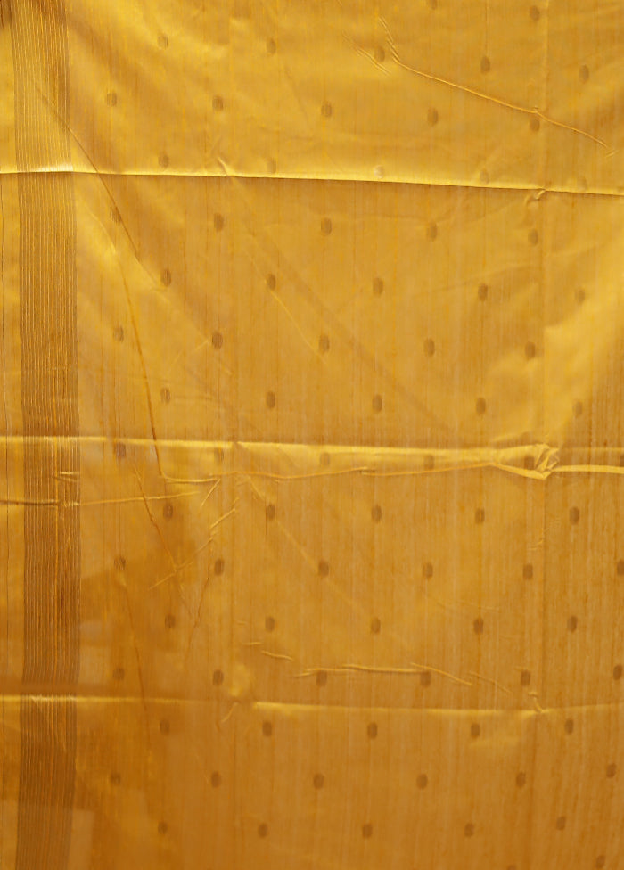 Yellow Tussar Silk Saree With Blouse Piece