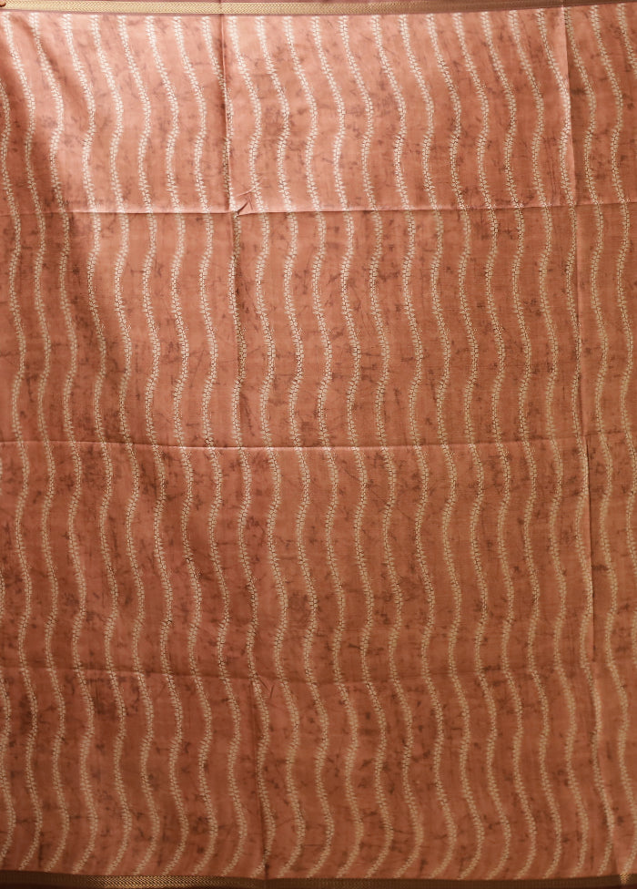 Cream Tussar Silk Saree With Blouse Piece