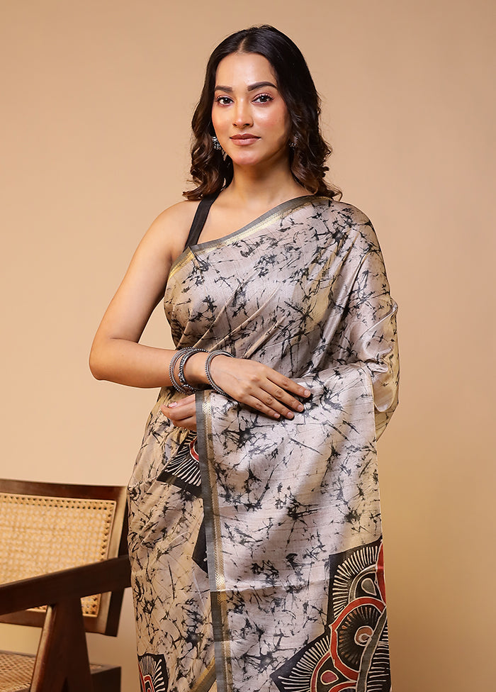 Multicolor Tussar Silk Saree With Blouse Piece