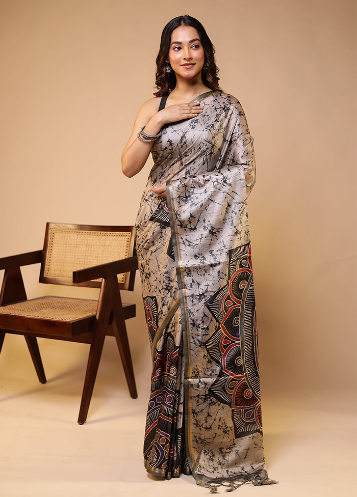 Multicolor Tussar Silk Saree With Blouse Piece