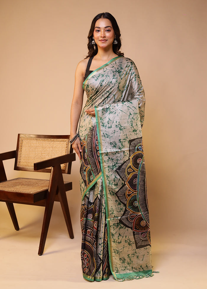 Multicolor Tussar Silk Saree With Blouse Piece