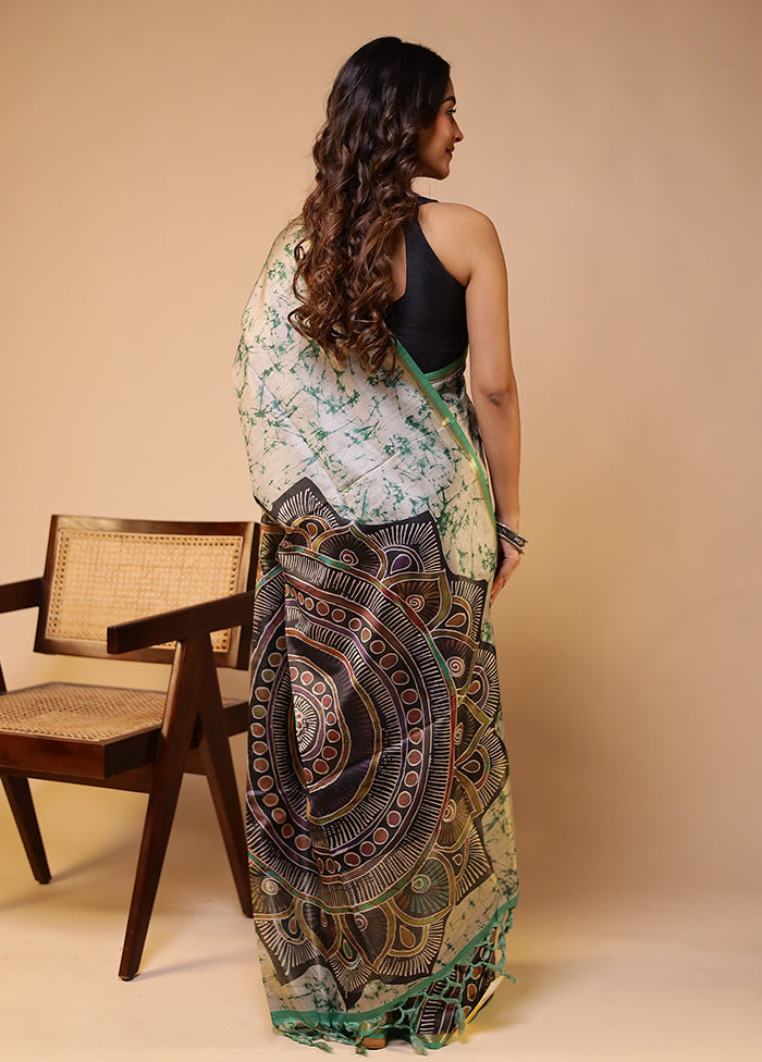 Multicolor Tussar Silk Saree With Blouse Piece