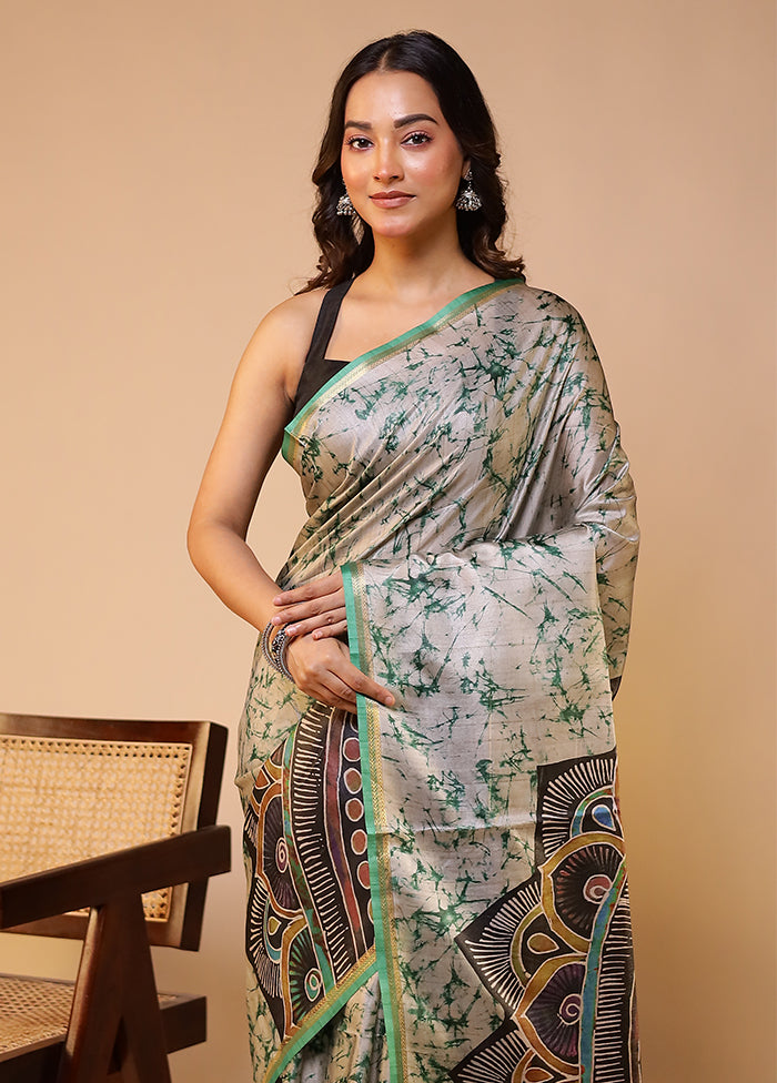 Multicolor Tussar Silk Saree With Blouse Piece