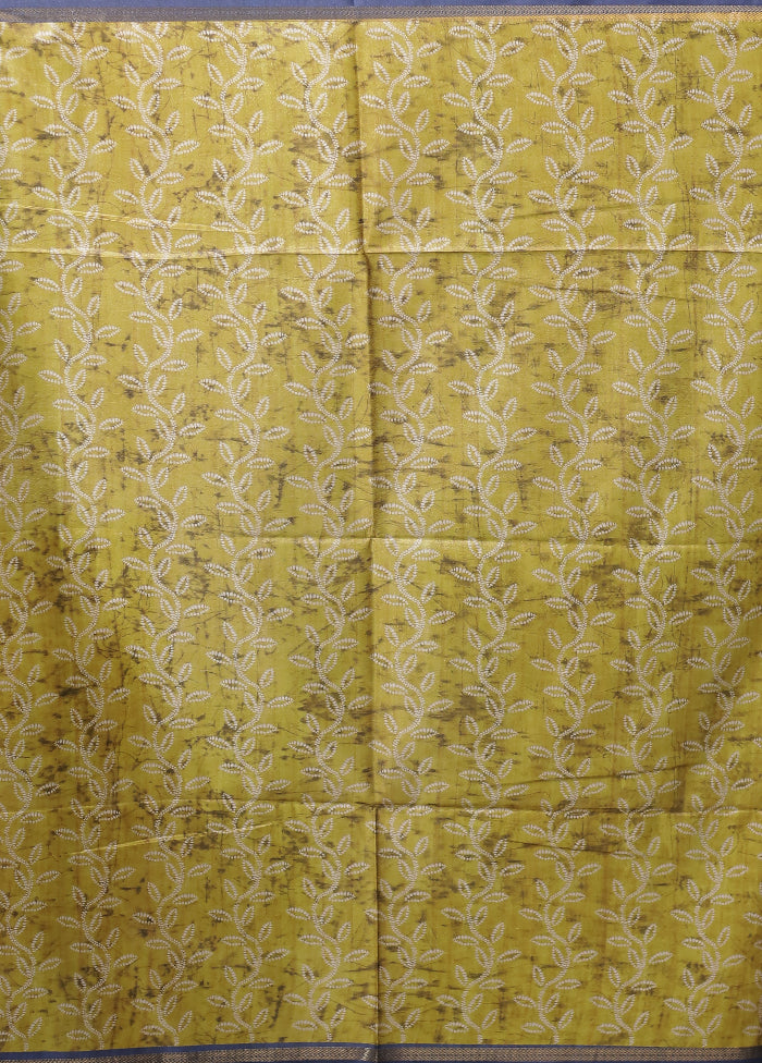 Cream Tussar Silk Saree With Blouse Piece