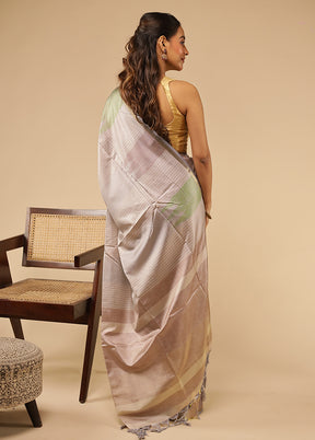 Cream Tussar Silk Saree With Blouse Piece