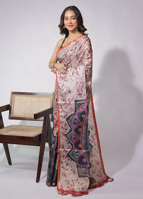 Multicolor Tussar Silk Saree With Blouse Piece
