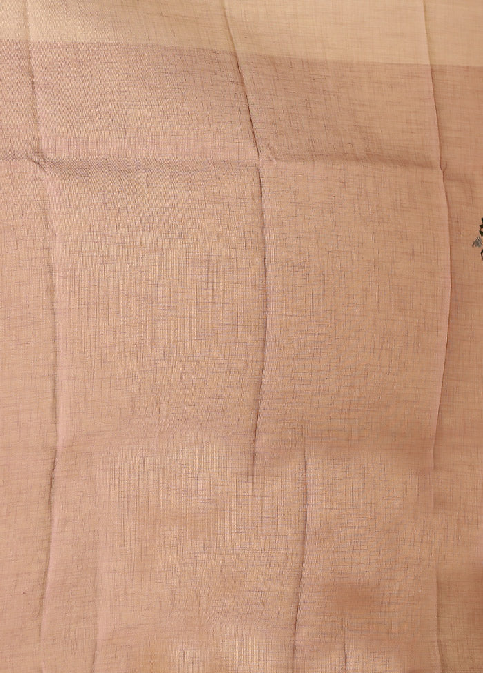 Purple Linen Silk Saree With Blouse Piece