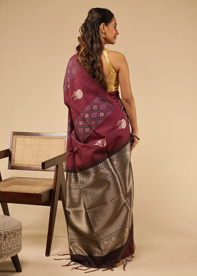 Purple Tussar Silk Saree With Blouse Piece