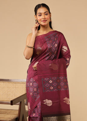 Purple Tussar Silk Saree With Blouse Piece