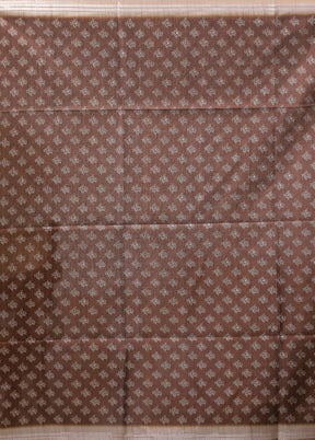 Brown Cotton Saree With Blouse Piece