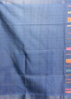 Blue Cotton Saree With Blouse Piece