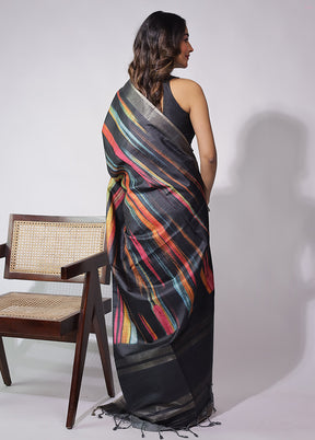 Black Cotton Saree With Blouse Piece