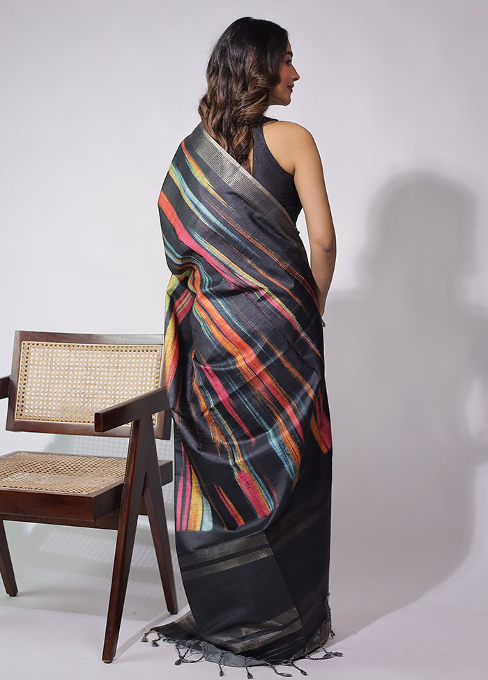 Black Cotton Saree With Blouse Piece