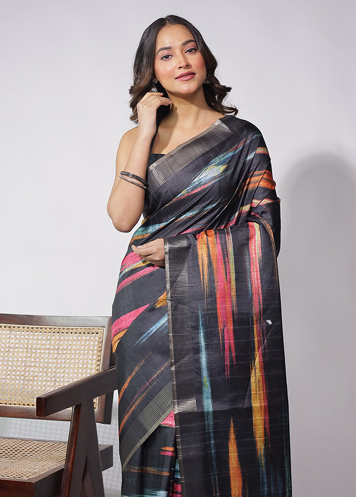 Black Cotton Saree With Blouse Piece