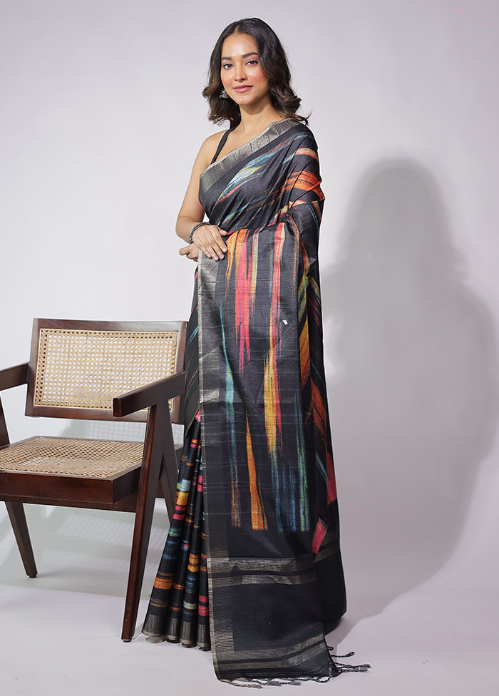 Black Cotton Saree With Blouse Piece
