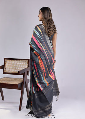 Black Cotton Saree With Blouse Piece