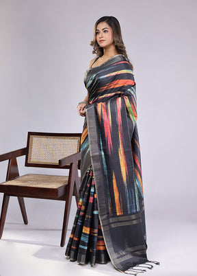 Black Cotton Saree With Blouse Piece