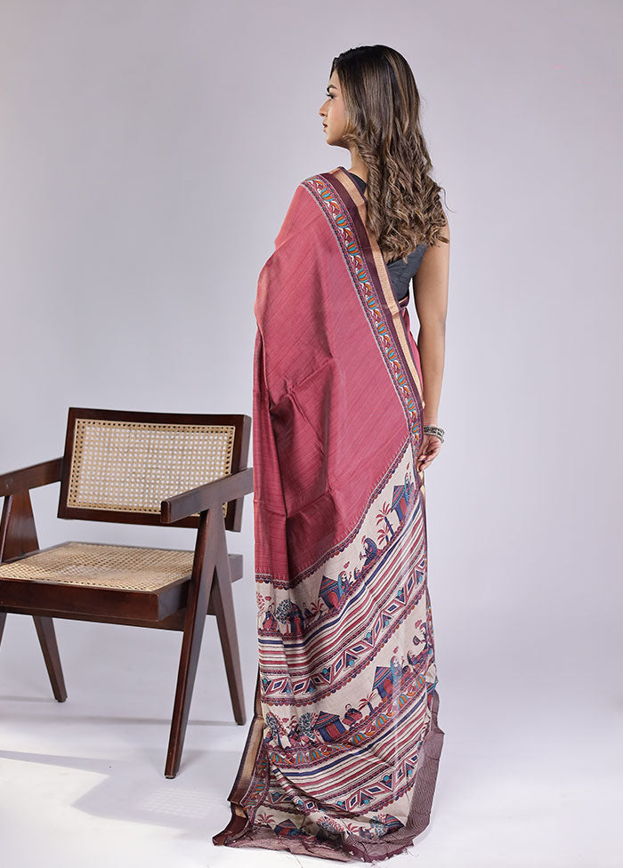 Purple Chanderi Cotton Saree With Blouse Piece
