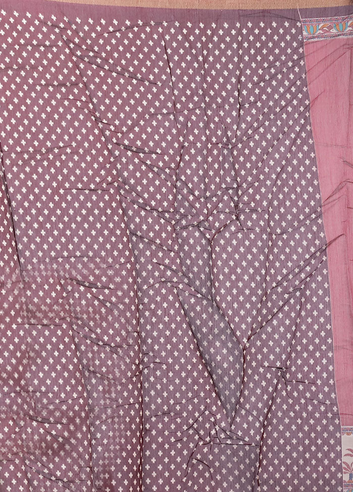 Purple Chanderi Cotton Saree With Blouse Piece