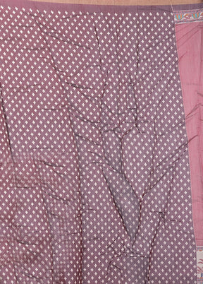 Purple Chanderi Cotton Saree With Blouse Piece