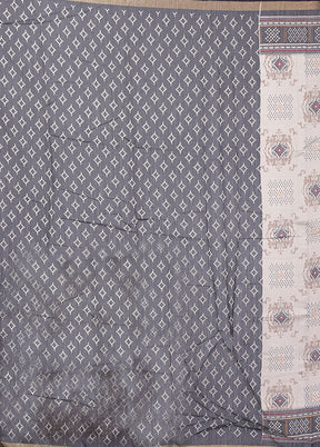 Cream Chanderi Cotton Saree With Blouse Piece