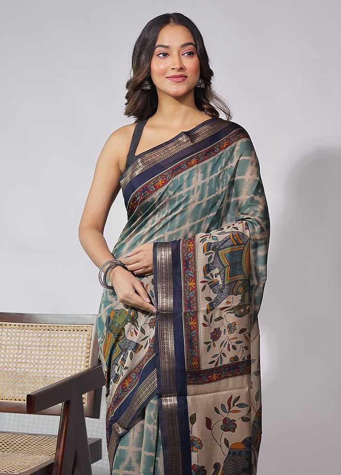 Cream Chanderi Cotton Saree With Blouse Piece