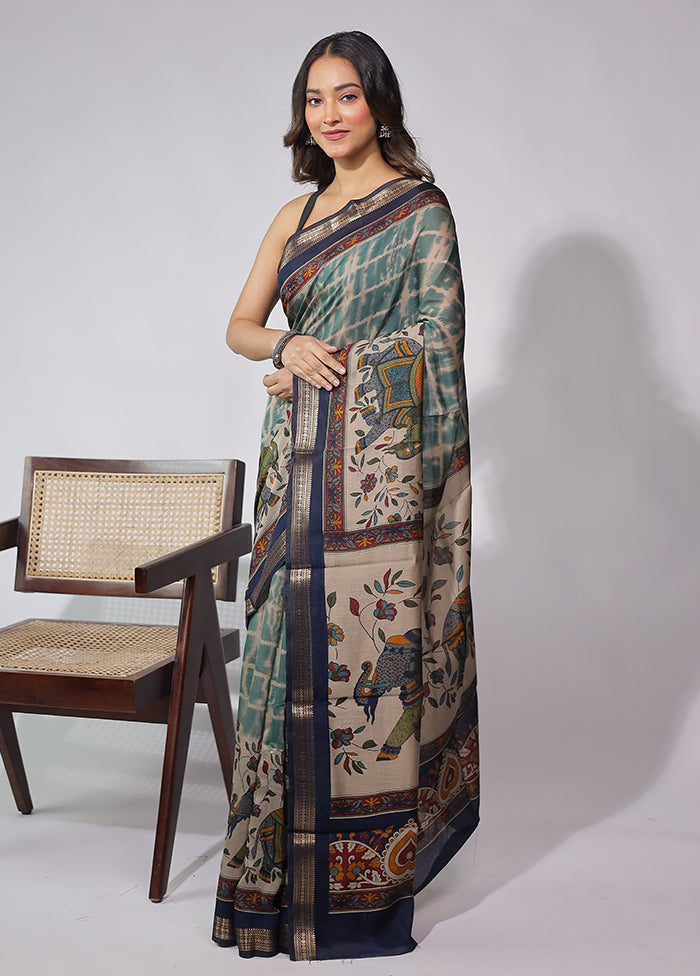 Cream Chanderi Cotton Saree With Blouse Piece