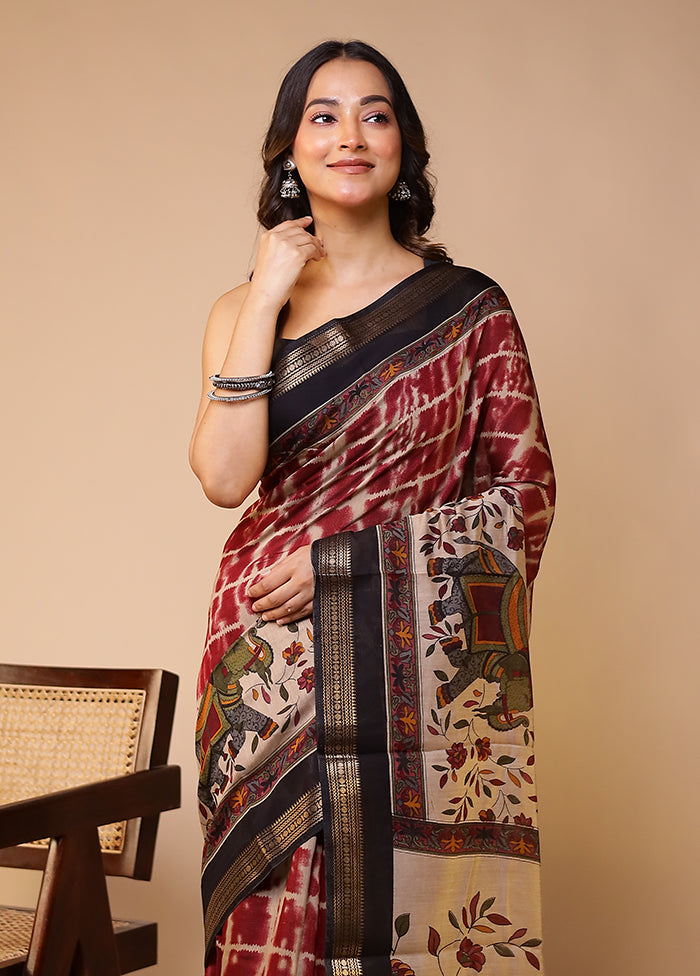 Cream Chanderi Cotton Saree With Blouse Piece